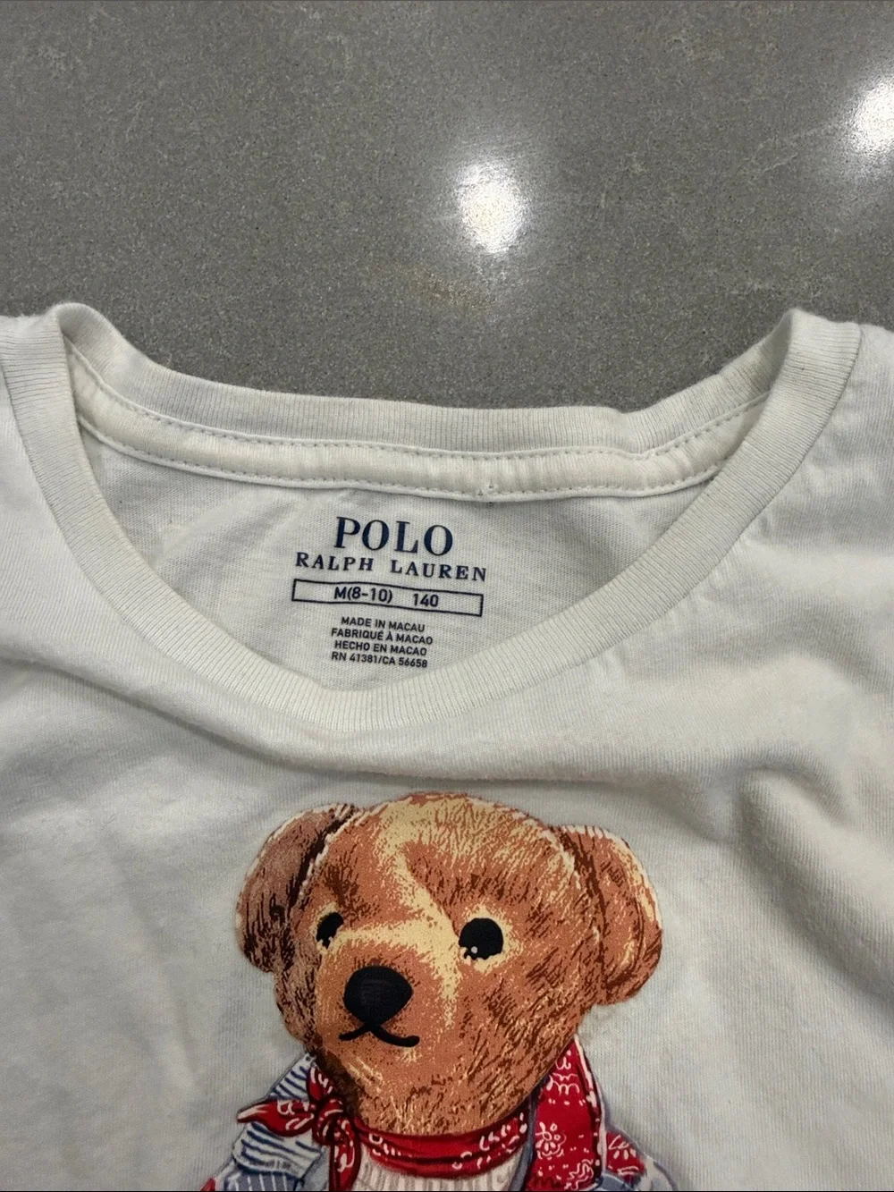 Ralph Lauren White Kids Polo Bear Graphic Tee